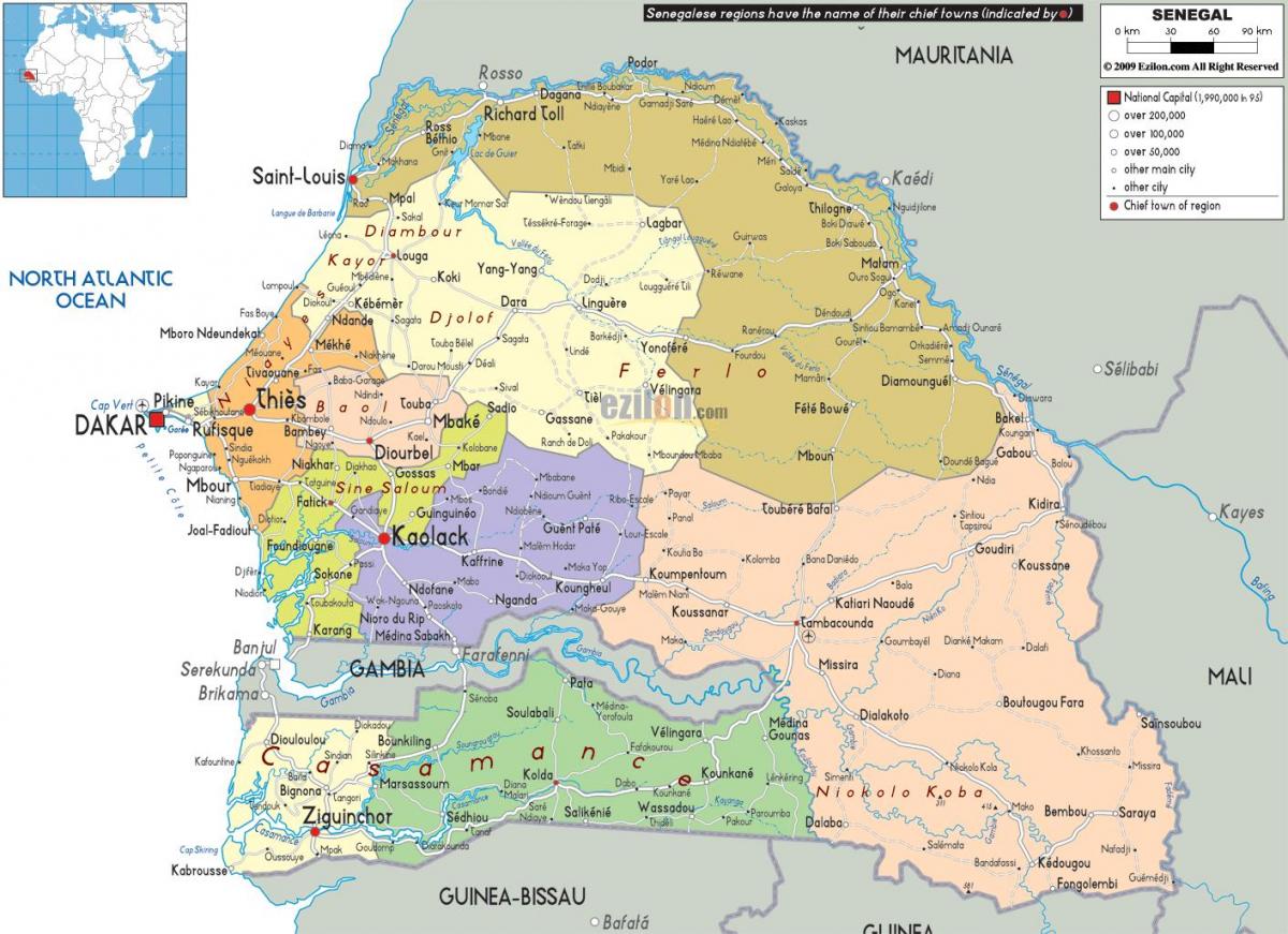 Senegāla valsti pasaules kartē