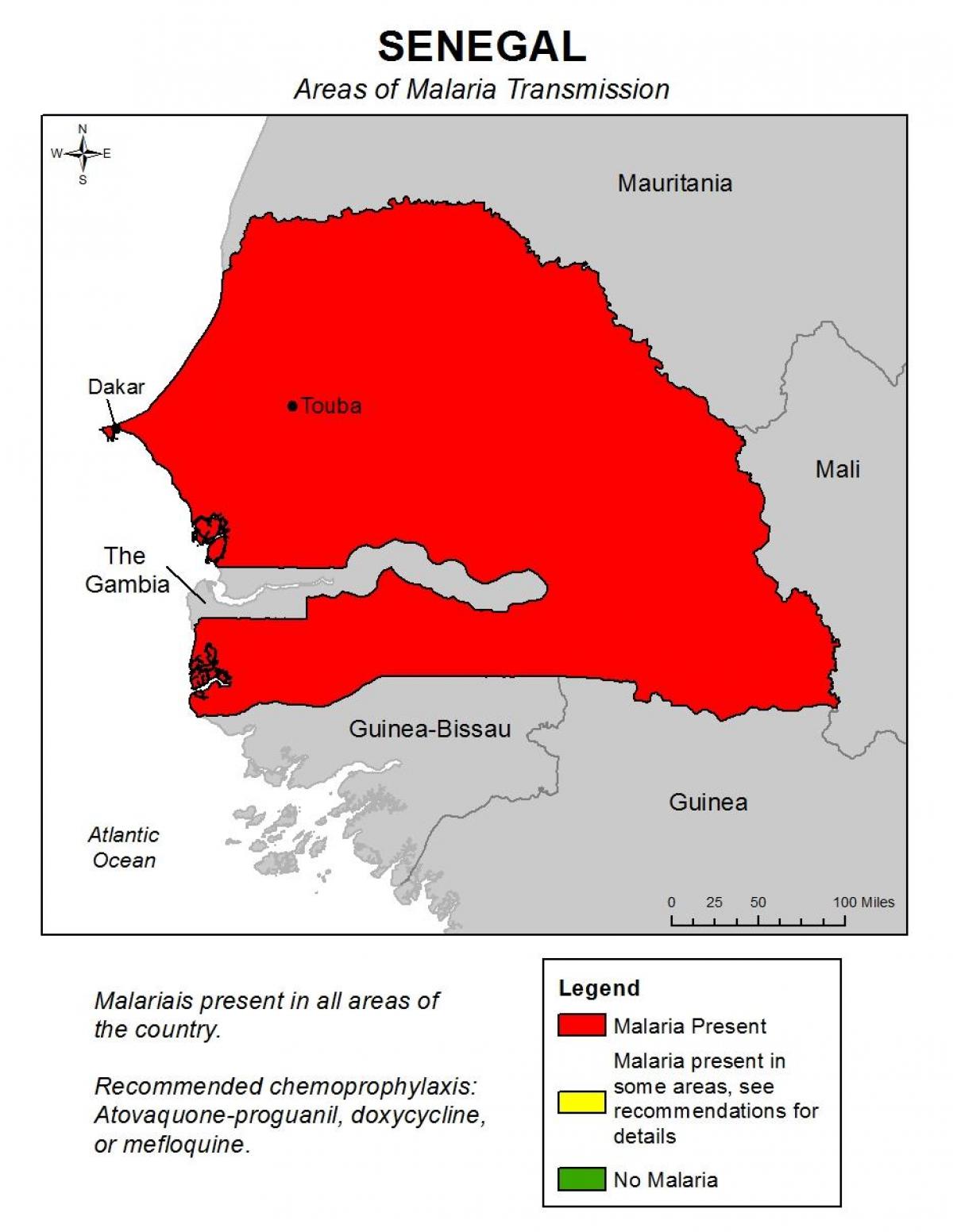 karte Senegāla malāriju
