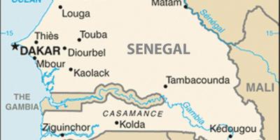 Karte Senegāla un apkārtējām valstīm